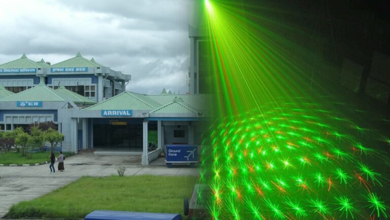 Laser lights within a 10 km radius of Imphal International Airport.