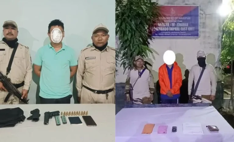 MANIPUR: TWO INSURGENTS ARRESTED — ARMS, AMMUNITION AND DOCUMENTS SEIZED