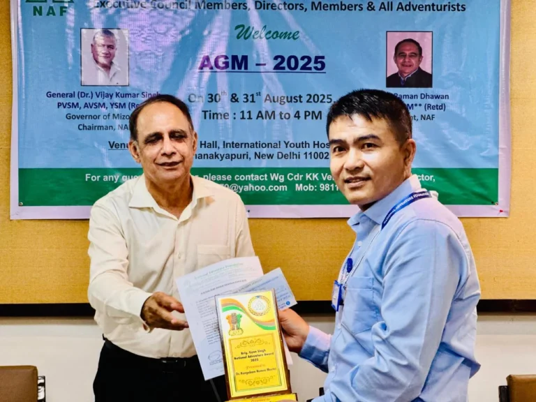 Dr. Kangabam Romeo Meetei Wins Prestigious Brigadier Gyan Singh National Adventure Award —