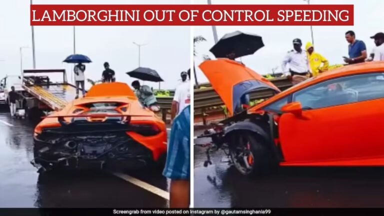Speeding Lamborghini Crashes into Mumbai’s Coastal Road Divider