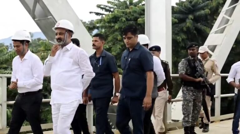 UNION MINISTER BANDHI SANJAY KUMAR INSPECTS TALLEST PIER RAILWAY BRIDGE AT NONEY