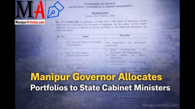 Manipur Governor Allocates Portfolios to State Cabinet Ministers