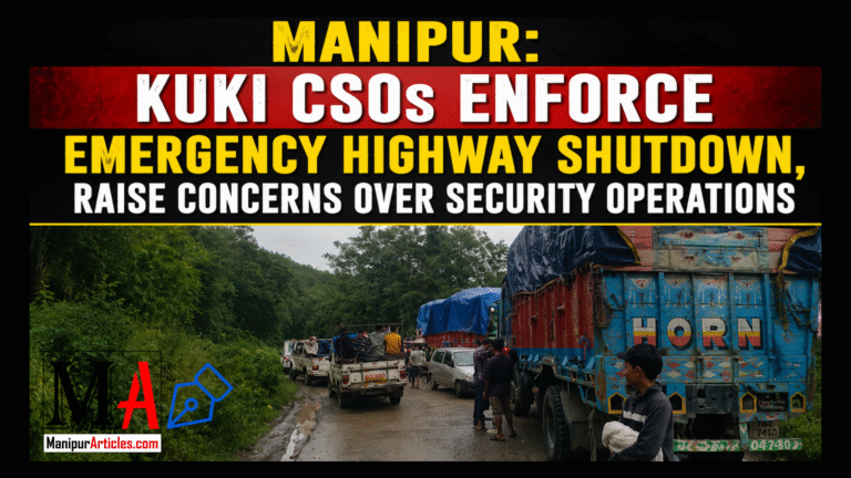Manipur: Kuki CSOs Enforce Emergency Highway Shutdown, Raise Concerns Over Security Operations