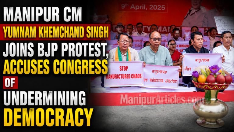 Manipur CM Yumnam Khemchand Singh Joins BJP Protest, Accuses Congress of Undermining Democracy