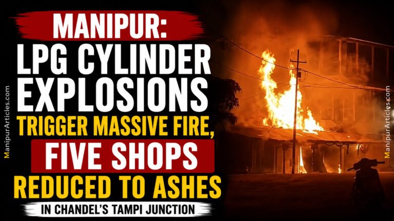 Manipur: LPG Cylinder Explosions Trigger Massive Fire, Five Shops Reduced to Ashes in Chandel’s Tampi Junction