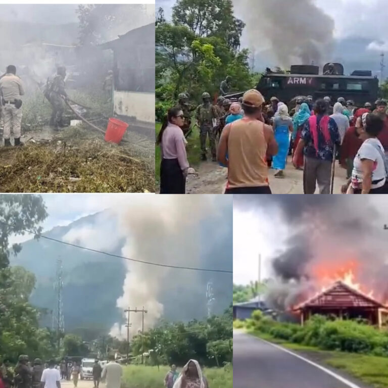 Six Meetei houses were burned down by Kuki in front of Central security forces at Leimakhong
