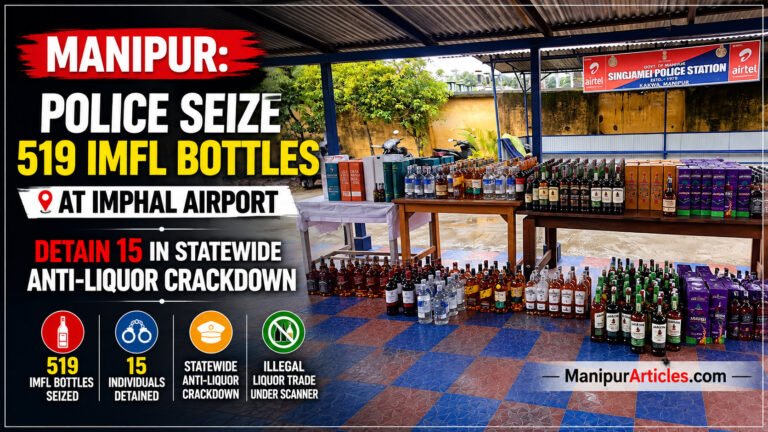Manipur: Police Seize 519 IMFL Bottles at Imphal Airport, Detain 15 in Statewide Anti-Liquor Crackdown